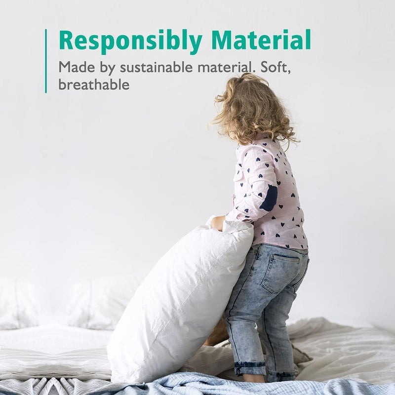 APSMILE Organic Feather Down Pillows Set of 2, Queen Size Bed Pillows for Sleeping with 100% Cotton Cover, 3-Chamber Hybrid Feather Down Core Pillow Surrounded by Polyester for Cushions 20x30 Inches - Image 4